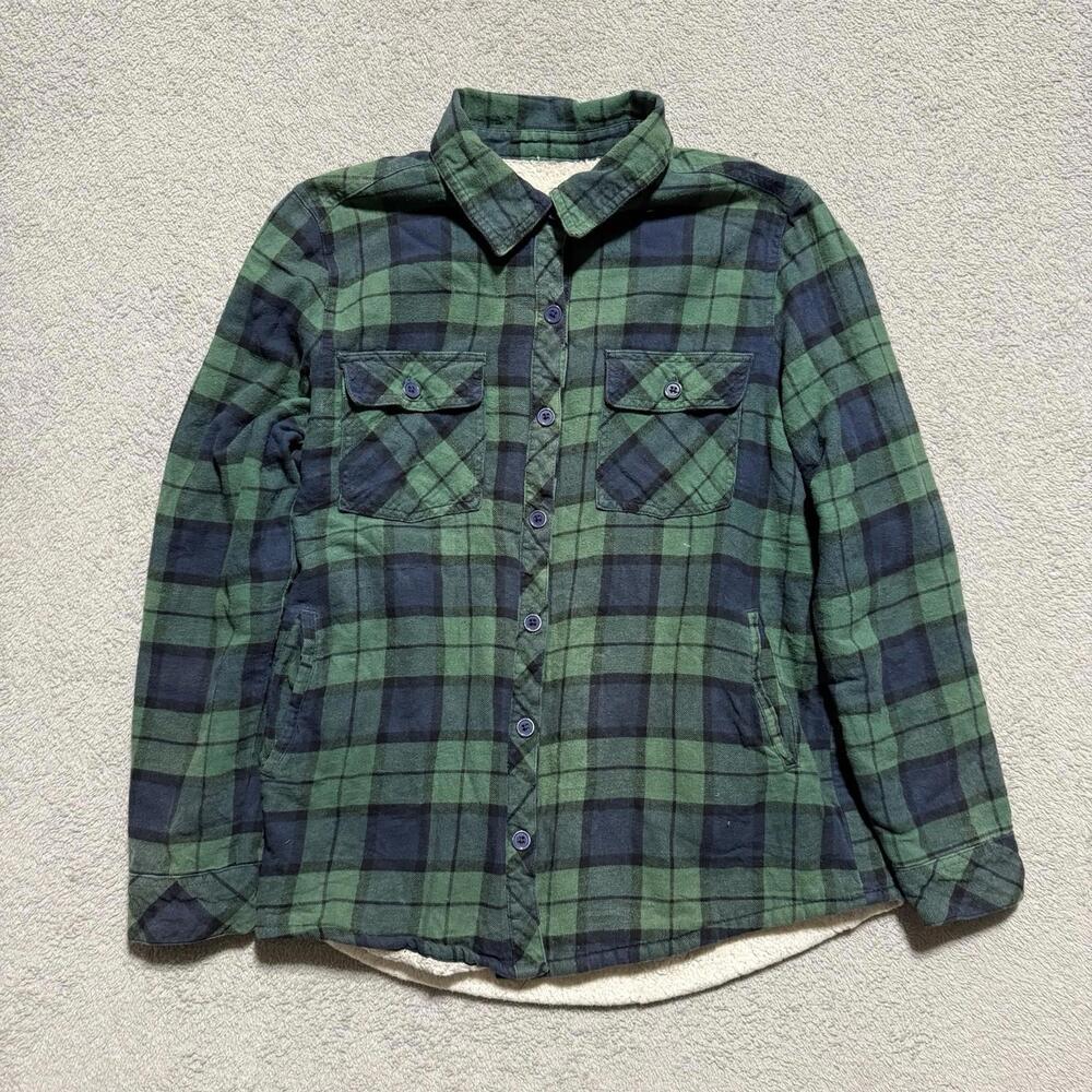 George Sherpa Lined Plaid Flannel Jacket Green Men’s